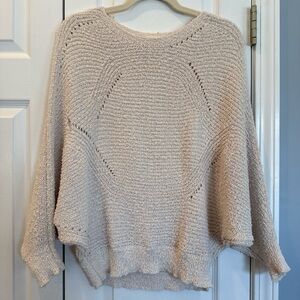 Beige Open-Knit Womens Sweater